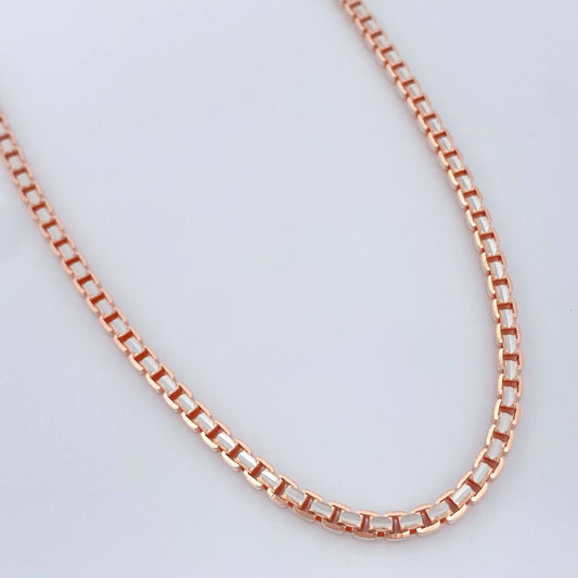 Cadena Veneciana 33.4gr / 70cm / Dos Oros Blanco Rosa +3 18K $