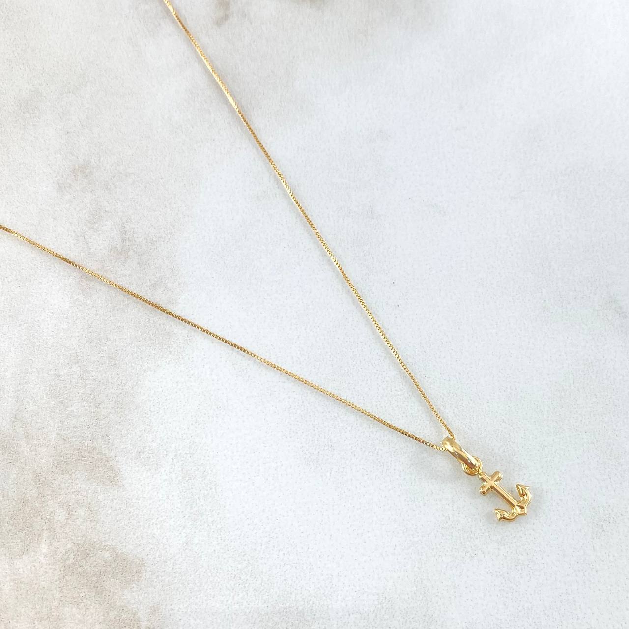 Set Cadena Veneciana 0.95gr / 45cm / 0.5mm + Dije Ancla 0.25gr / 1.4cm 1.2gr Oro Amarillo 18K (Oferta)