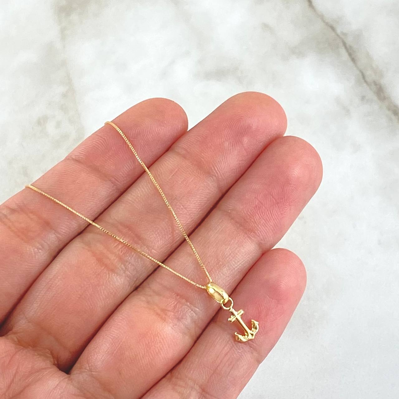 Set Cadena Veneciana 0.95gr / 45cm / 0.5mm + Dije Ancla 0.25gr / 1.4cm 1.2gr Oro Amarillo 18K (Oferta)