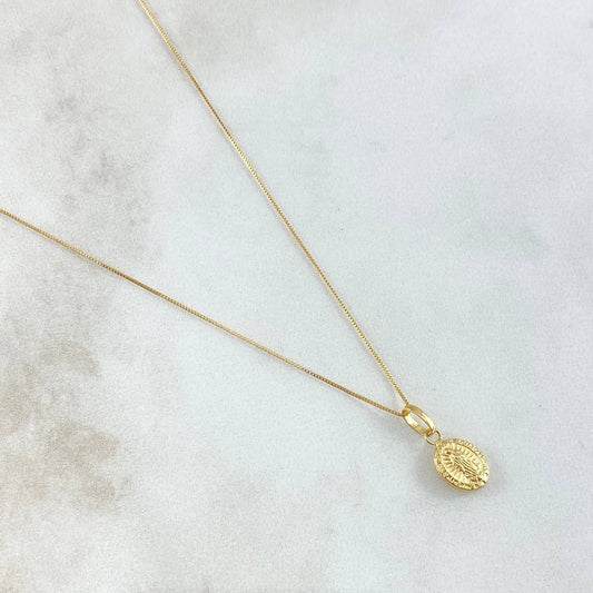 Set Cadena Veneciana 0.9gr / 45cm / 0.5mm + Dije Guadalupe 0.4gr / 1.6cm Troquelada 1.3gr Oro Amarillo 18K (Oferta)