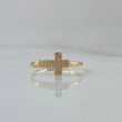 Anillo Cruz Basteada 1.35gr / T7 1/4 / Circones Blancos Oro Amarillo 18K ©