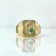 Anillo Sello Palmera 2.6gr / T11 1/2 / Texturizado Mate Circon Verde Oro Amarillo 18K *