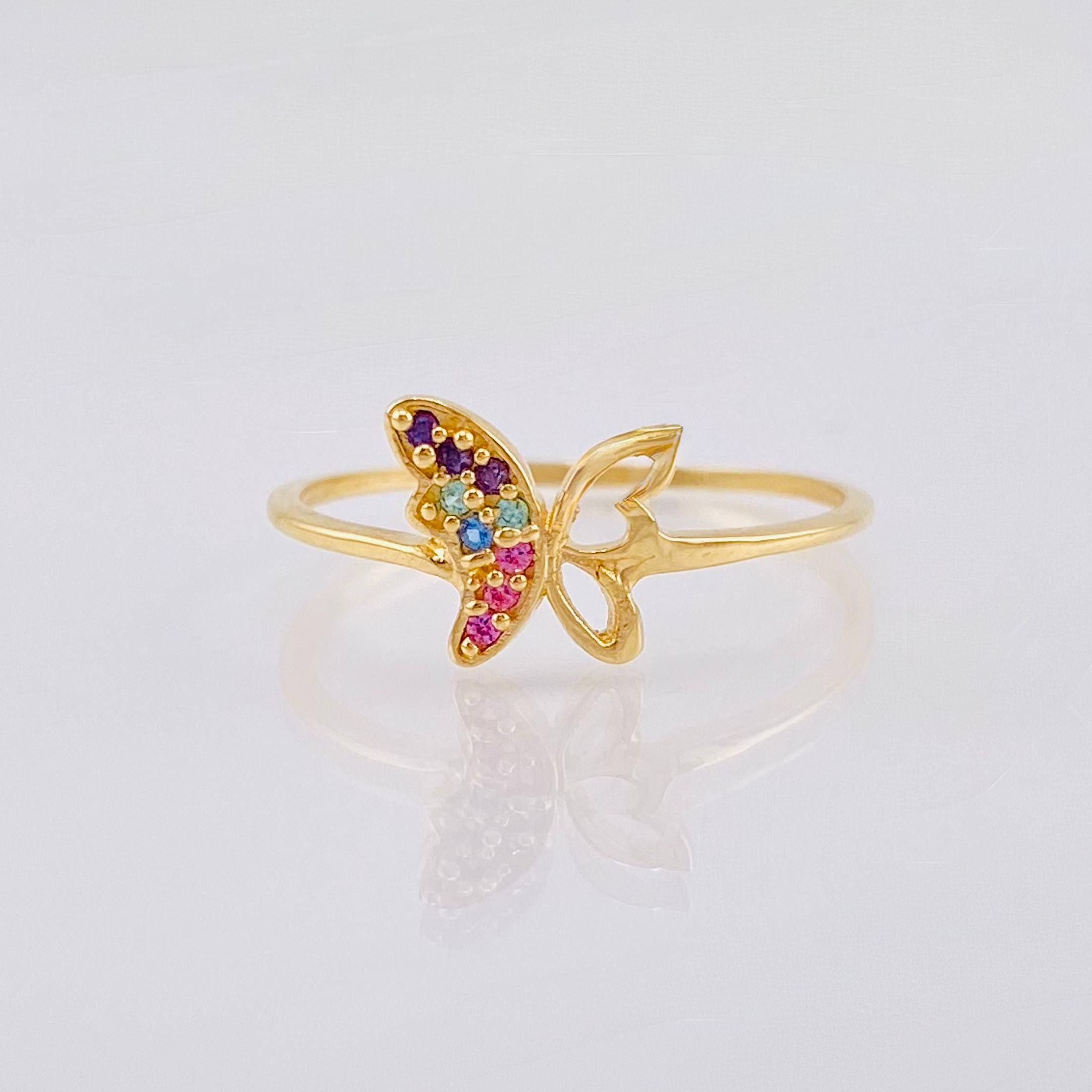 Anillo Mariposa Silueta 1.15gr / T7 / Oro Amarillo 18K