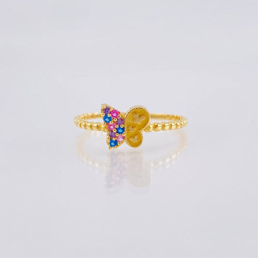 Anillo Mariposa Mate 1.4gr / T7 / Oro Amarillo 18K