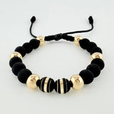 Pulsera Negra Neoros 2und Bolas 6und 1.85gr / 8mm Oro Amarillo 18K ©