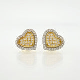 Topos Corazon Tupido 2.7gr / 10mm Dos Oros Amarillo Blanco 18K