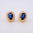 Topos Óvalos Tupidos Zafiros 1.2qts 2.5g / 10.4mm Oro Amarillo 18K
