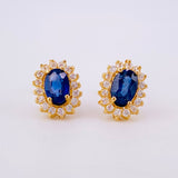 Topos Óvalos Tupidos Zafiros 1.2qts 2.5g / 10.4mm Oro Amarillo 18K
