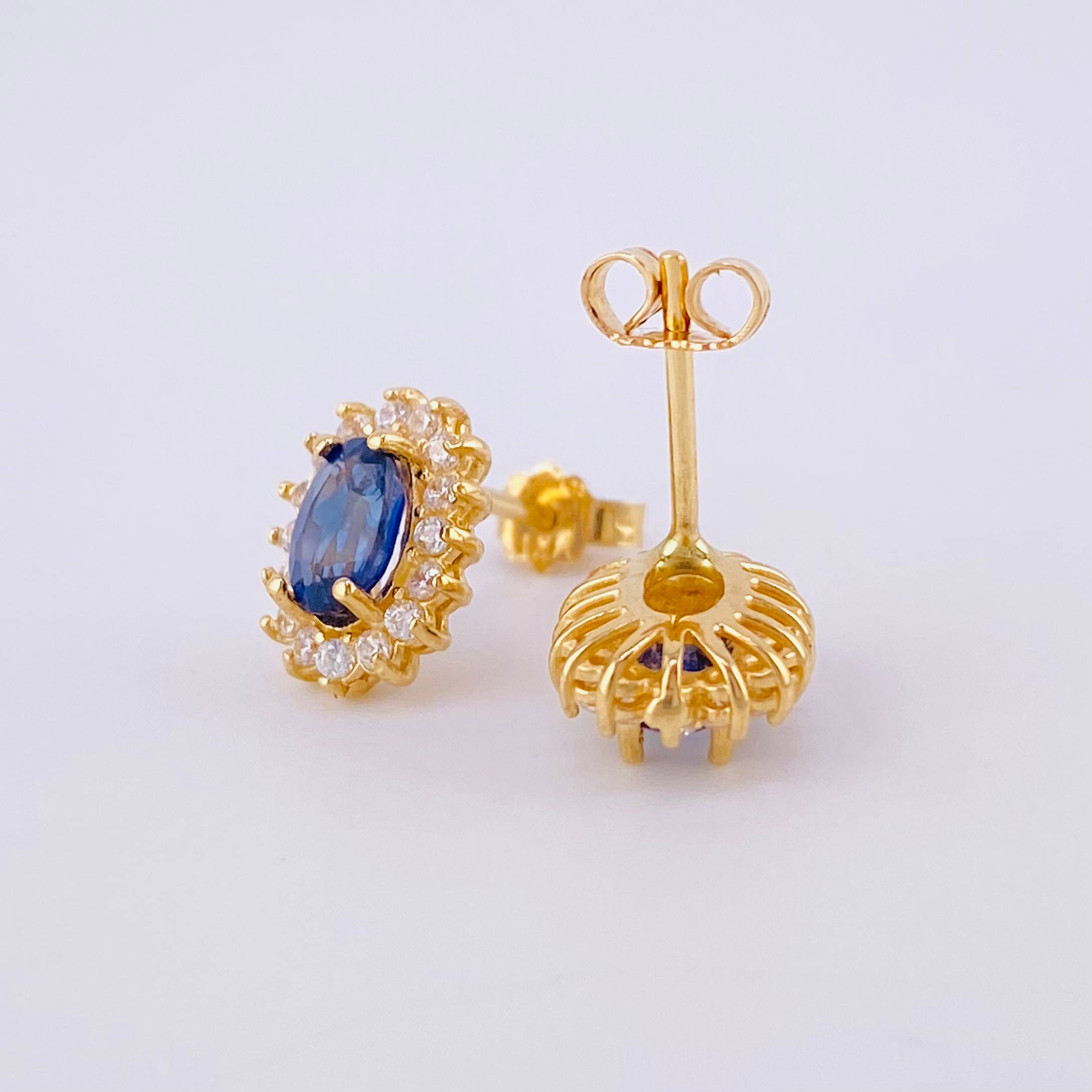 Topos Óvalos Tupidos Zafiros 1.2qts 2.5g / 10.4mm Oro Amarillo 18K