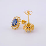 Topos Óvalos Tupidos Zafiros 1.2qts 2.5g / 10.4mm Oro Amarillo 18K