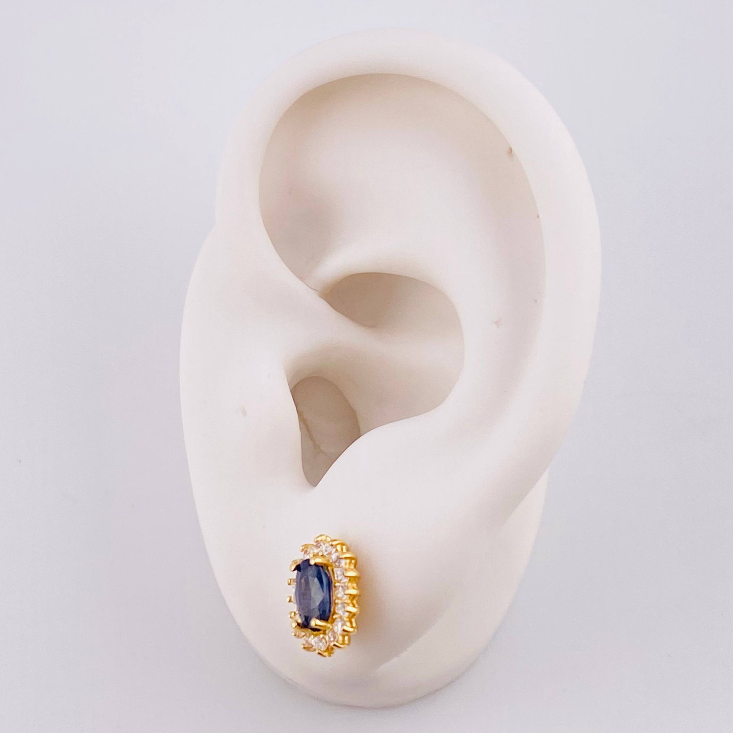 Topos Óvalos Tupidos Zafiros 1.2qts 2.5g / 10.4mm Oro Amarillo 18K
