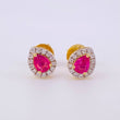 Topos Gota Tupida Rubíes 1.2qts Diamantes 30pts 1.7g / 7.15mm Oro Amarillo 18K