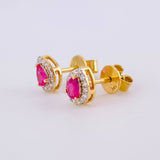 Topos Gota Tupida Rubíes 1.2qts Diamantes 30pts 1.7g / 7.15mm Oro Amarillo 18K