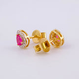 Topos Gota Tupida Rubíes 1.2qts Diamantes 30pts 1.7g / 7.15mm Oro Amarillo 18K