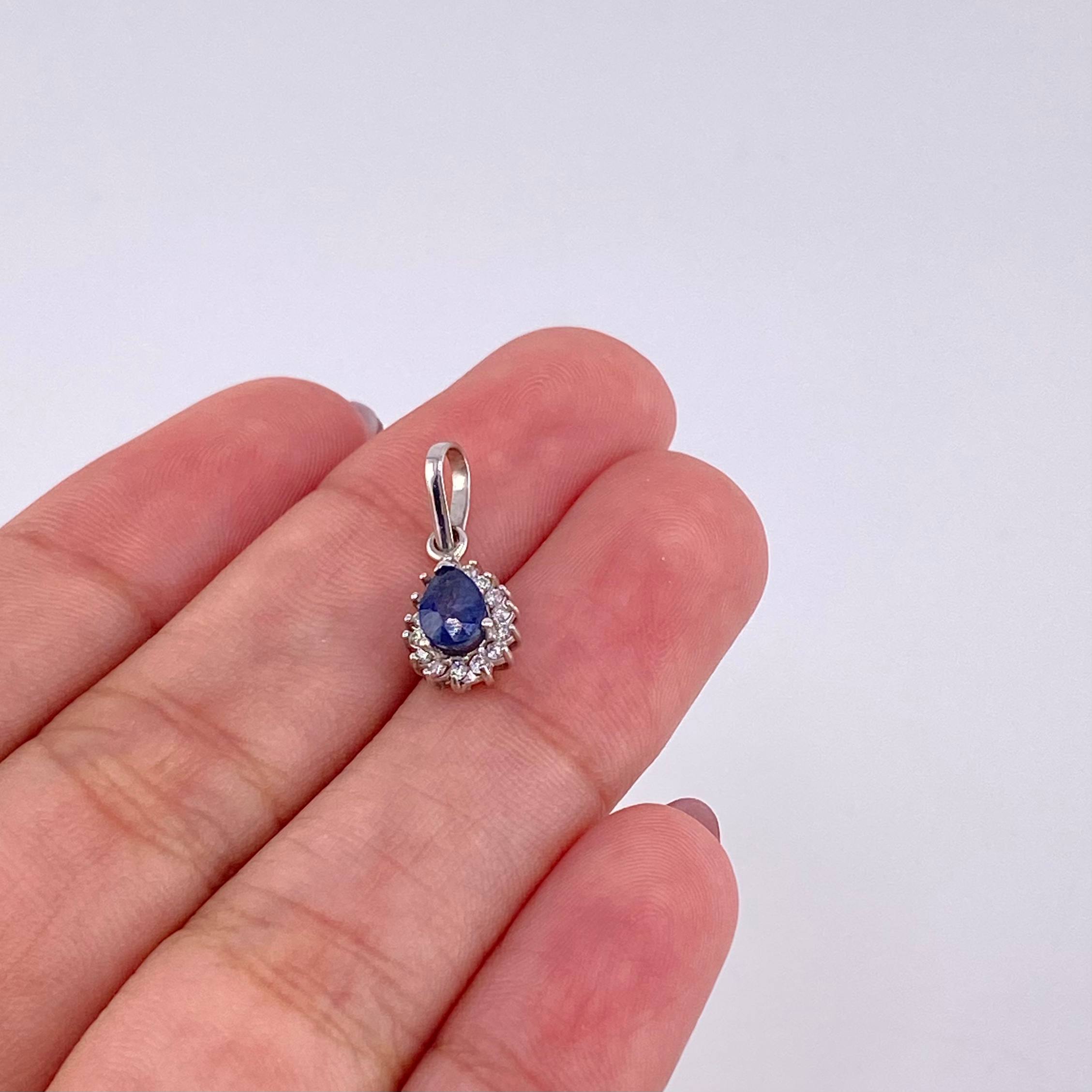 Set Gota Tupida Diamantes 1.2qts Zafiros 1.3qts 4.95g / T7 1/2 Oro Blanco 18K
