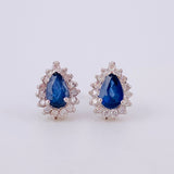 Set Gota Tupida Diamantes 1.2qts Zafiros 1.3qts 4.95g / T7 1/2 Oro Blanco 18K