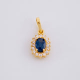 Dije Óvalo Tupido Zafiro 65pts 1.3g / 1.8cm Oro Amarillo 18K