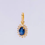 Dije Óvalo Tupido Zafiro 65pts 1.3g / 1.8cm Oro Amarillo 18K