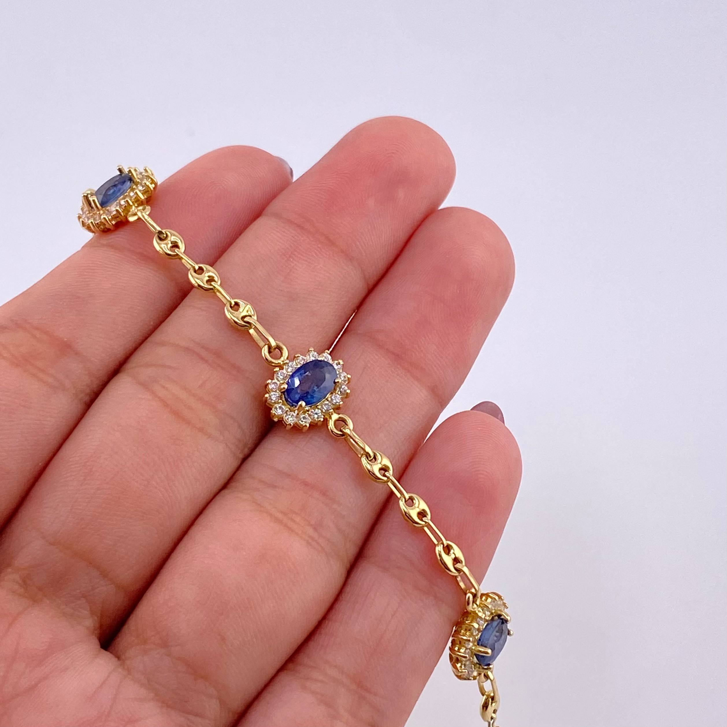 Pulso GC Óvalos Tupidos Zafiros 2.1qts 5.2g / 17.6cm / 3.15mm Oro Amarillo 18K