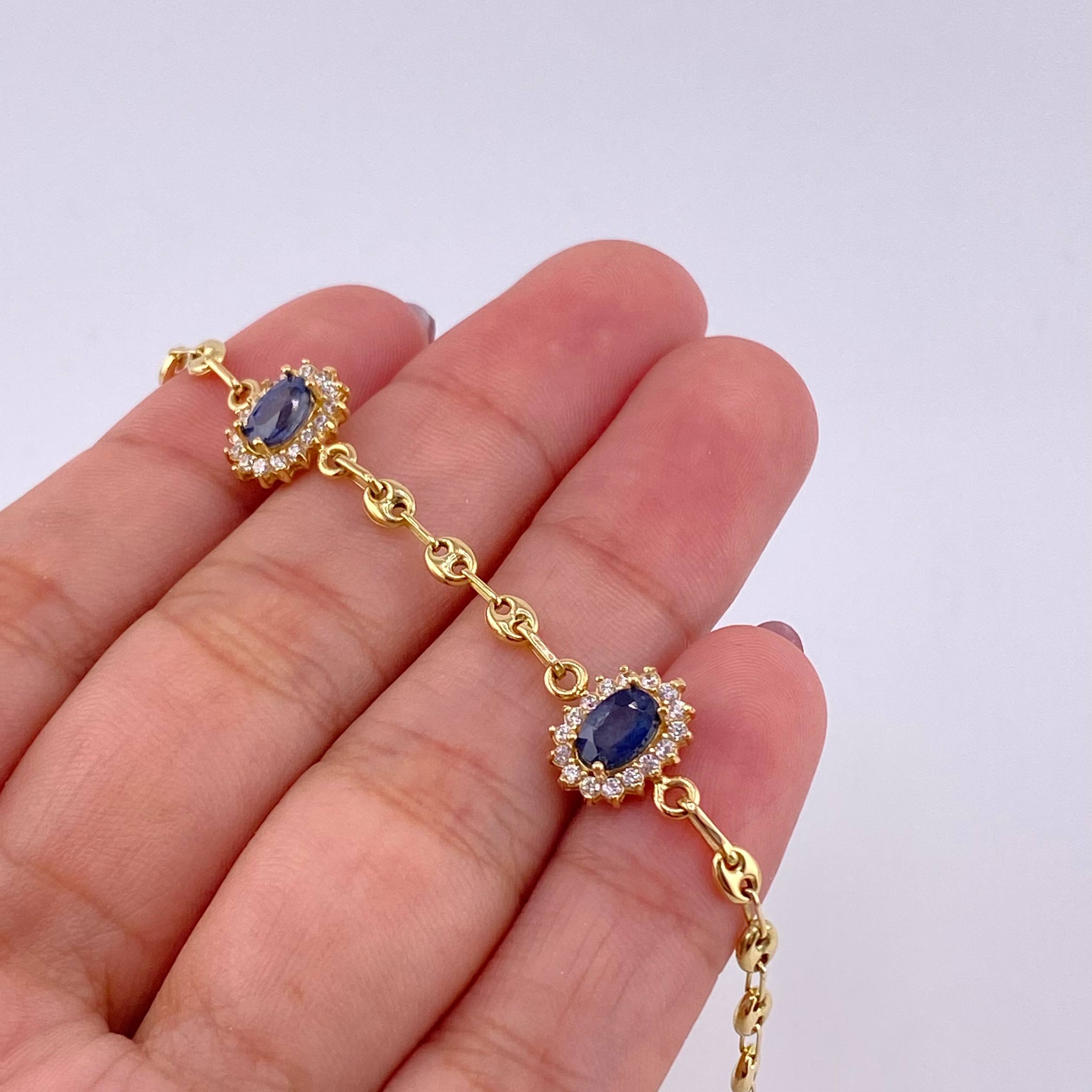 Pulso GC Óvalos Tupidos Zafiros 1qts 3.9g / 18.5cm / 3.15mm Oro Amarillo 18K