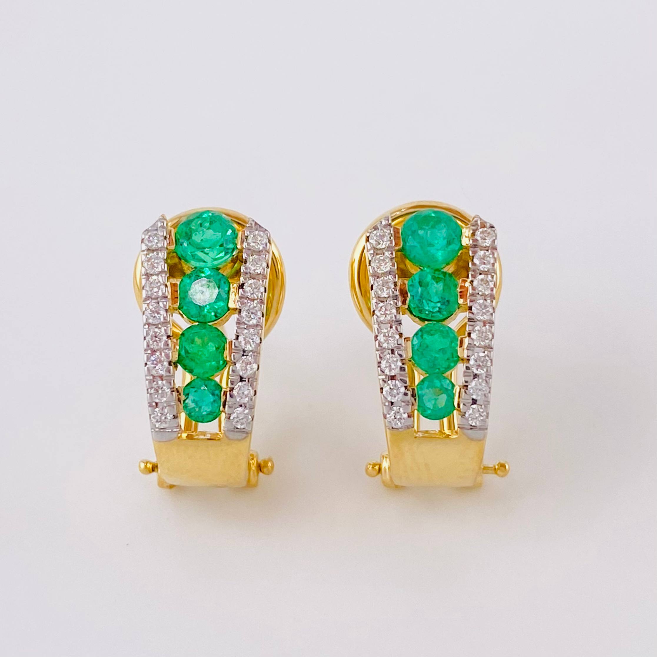 Candongas Imperial Esmeraldas 72pts Diamantes 18pts 4.35g / 1.5cm Oro Amarillo 18K