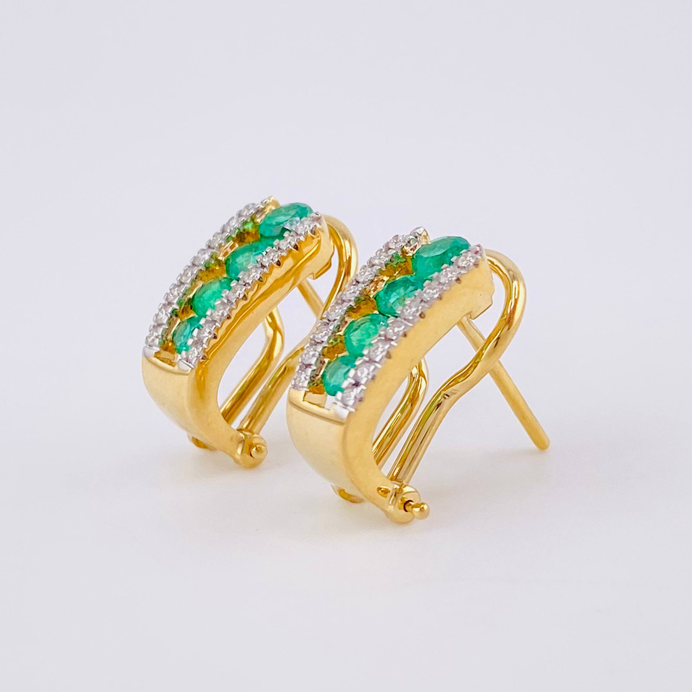 Candongas Imperial Esmeraldas 72pts Diamantes 18pts 4.35g / 1.5cm Oro Amarillo 18K