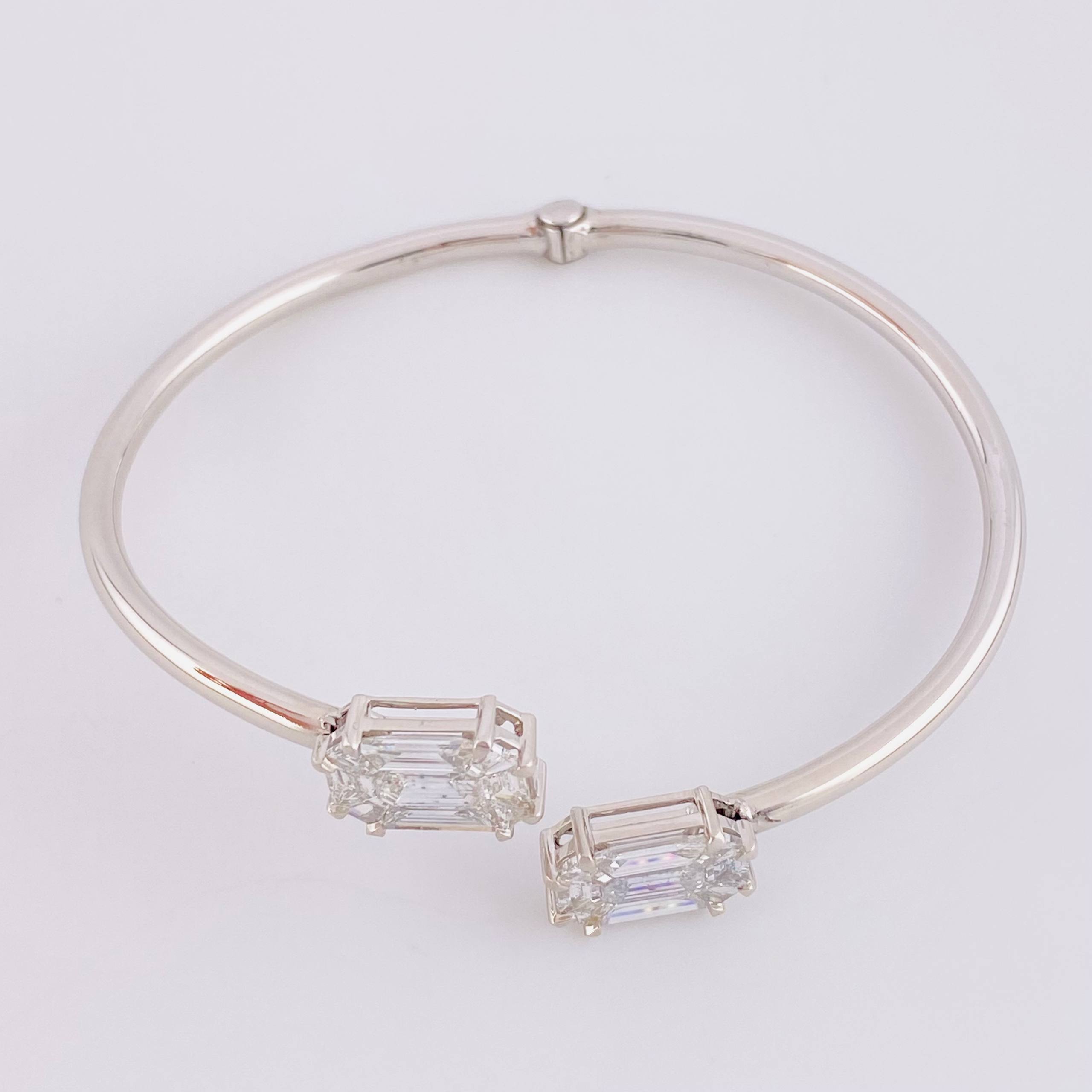 Pulso Aro Doble Cubo Diamantes 3.4qts 10g / 18.05cm / 2.95mm Oro Blanco 18K