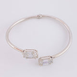 Pulso Aro Doble Cubo Diamantes 3.4qts 10g / 18.05cm / 2.95mm Oro Blanco 18K