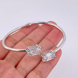 Pulso Aro Doble Cubo Diamantes 3.4qts 10g / 18.05cm / 2.95mm Oro Blanco 18K