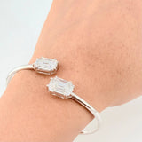 Pulso Aro Doble Cubo Diamantes 3.4qts 10g / 18.05cm / 2.95mm Oro Blanco 18K