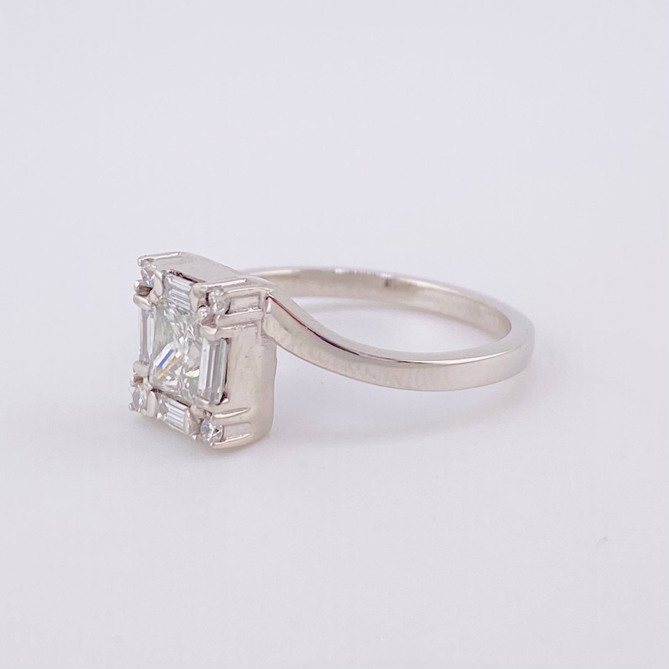 Anillo Cubo Diamantes 90pts 3.55g / T6 1/2 Oro Blanco 18K