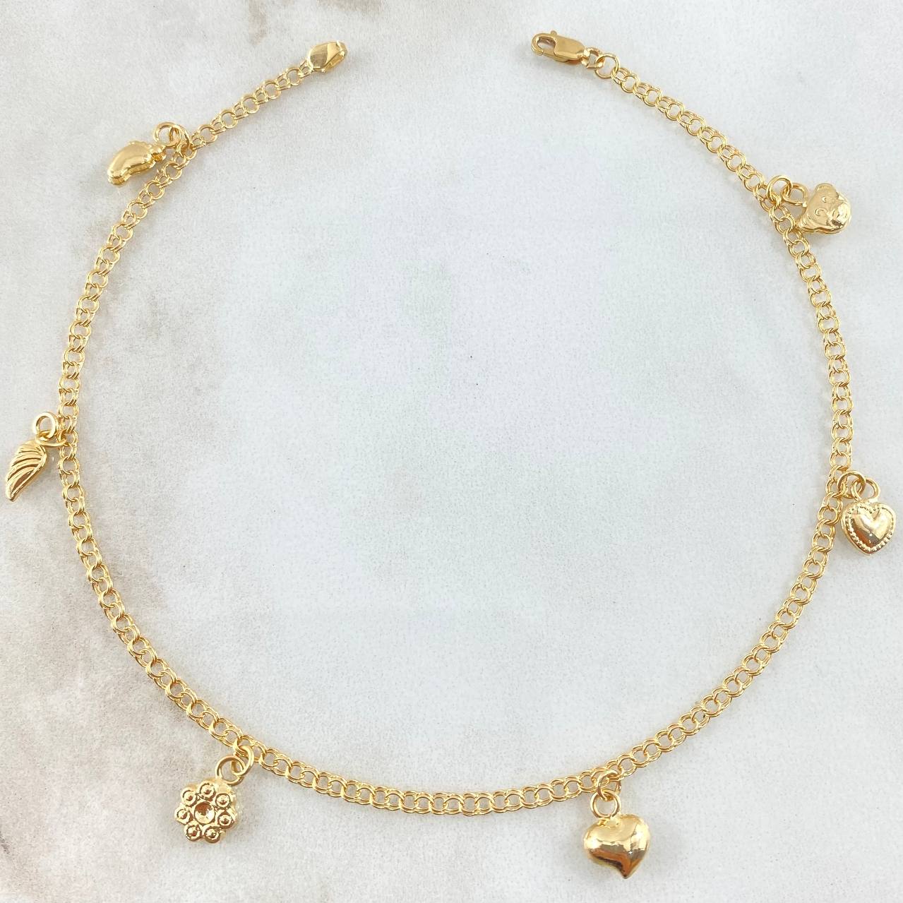 Tobillera Aro Seguido Dije 3.55gr / 25cm / Oro Amarillo 18K