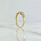 Anillo Triple Corazón Silueta 1.75gr / T6 1/2 / Circones Blancos Oro Amarillo 18K