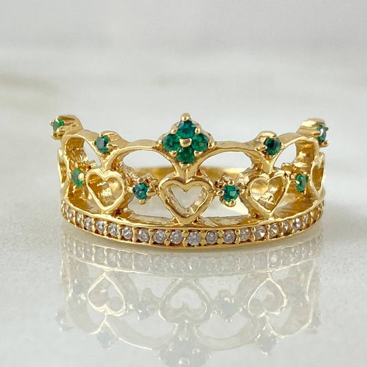 Anillo Corona Corazones Enlazados 3.55gr / T6 3/4 / Oro Amarillo 18K