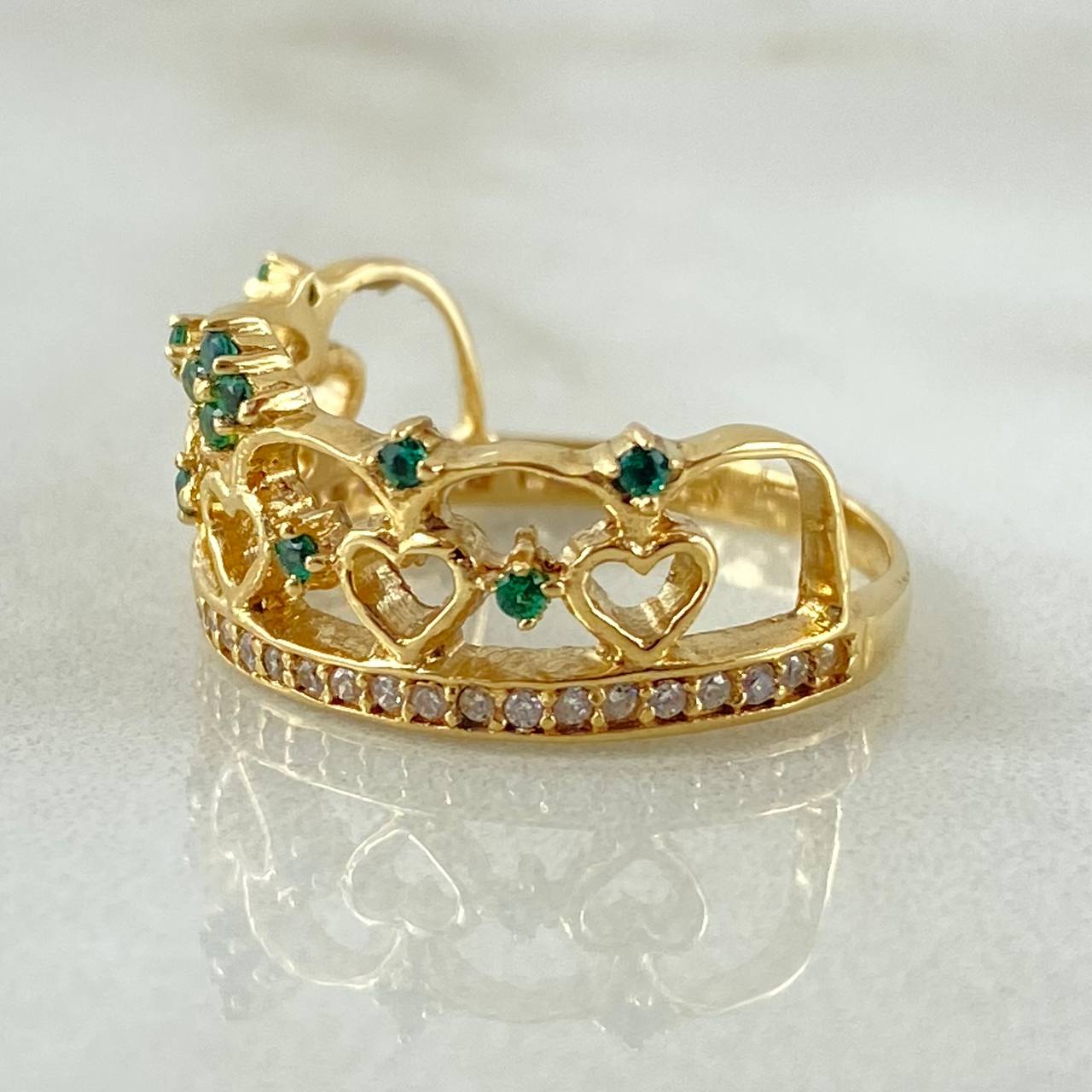 Anillo Corona Corazones Enlazados 3.55gr / T6 3/4 / Oro Amarillo 18K