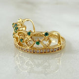 Anillo Corona Corazones Enlazados 3.55gr / T6 3/4 / Oro Amarillo 18K