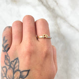 Anillo Fé 1.85gr / T7 1/2 / Dos Oros Amarillo Blanco 18K