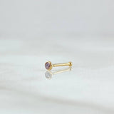 Piercing Chispa Fija Bisel 0.1gr / 1cm / Circon Rosado Oro Amarillo 18K (Joya) ©