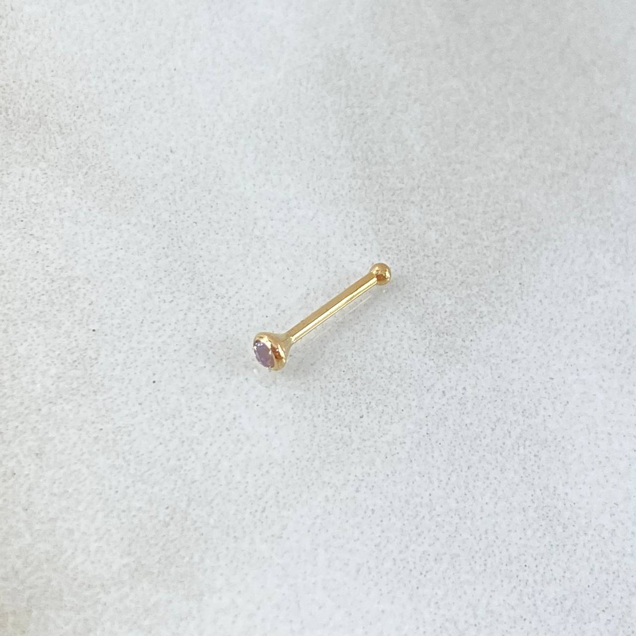 Piercing Chispa Fija Bisel 0.1gr / 1cm / Circon Rosado Oro Amarillo 18K (Joya)