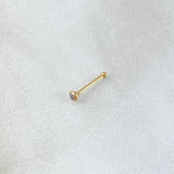 Piercing Chispa Fija Bisel 0.1gr / 1cm / Circon Rosado Oro Amarillo 18K (Joya)