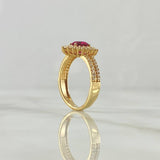Anillo Halo Corazón Tupido 4.15gr / T6 1/2 / Circones Blancos Fucsia Oro Amarillo 18K *