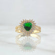 Anillo Halo Corazón Tupido 3.95gr / T6 / Circones Blancos Verde Oro Amarillo 18K