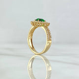 Anillo Halo Corazón Tupido 3.95gr / T6 / Circones Blancos Verde Oro Amarillo 18K