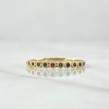 Anillo Linea De Ojos 1.4gr / T7 / Circones Multicolor Oro Amarillo 18K *