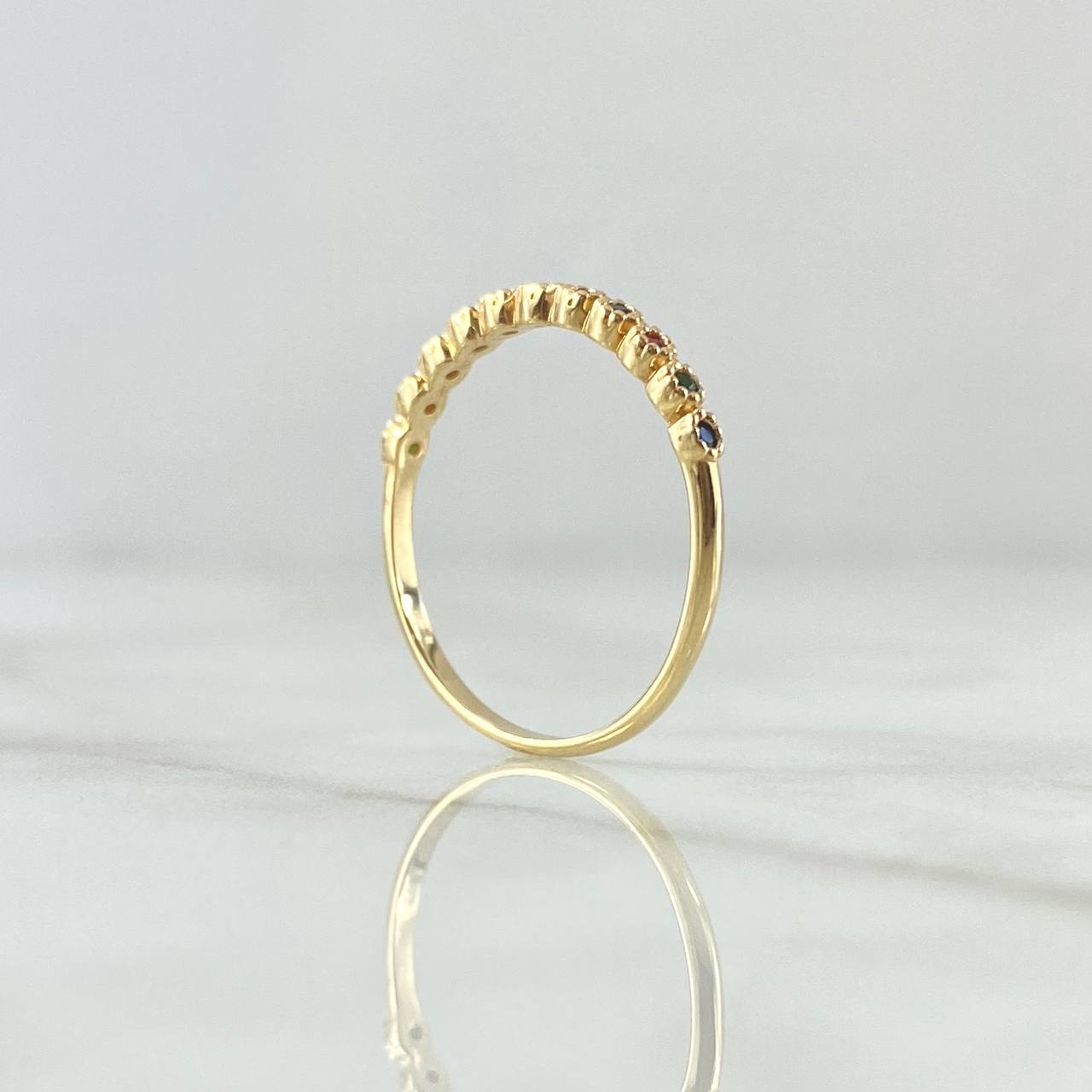 Anillo Linea De Ojos 1.4gr / T7 / Circones Multicolor Oro Amarillo 18K *