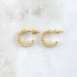 Candongas Medio Arco Solar 3.2gr / 1.4cm / Circon Blanco Broche Mariposa Oro Amarillo 18K