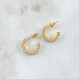 Candongas Medio Arco Solar 3.2gr / 1.4cm / Circon Blanco Broche Mariposa Oro Amarillo 18K