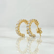 Candongas Medio Arco Solar 3.2gr / 1.4cm / Circon Blanco Broche Mariposa Oro Amarillo 18K