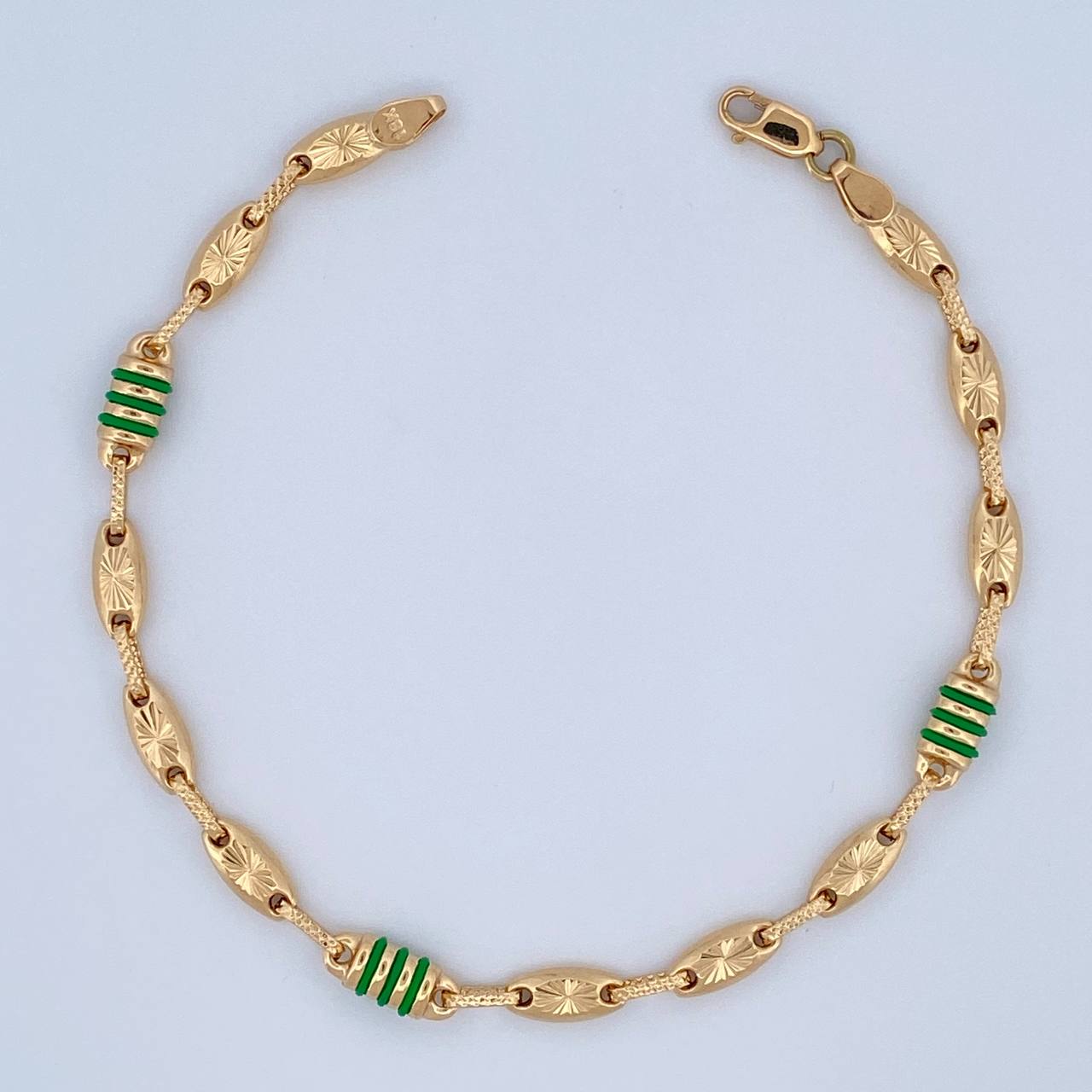 Pulso Eslabón Diamantado 6.15gr / 21.5cm / Oro 18K $