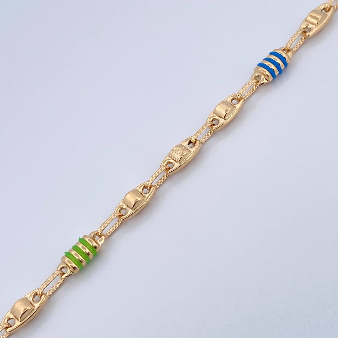 Tobillera Eslabón Punteado 6.4gr / 25cm / Oro 18K $